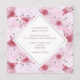 Chic Cherry Blossoms Hochzeit Einladung