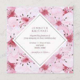 Chic Cherry Blossoms Hochzeit Einladung
