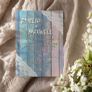 Chic Chic Bois Et Dentelle Faire-part de mariage