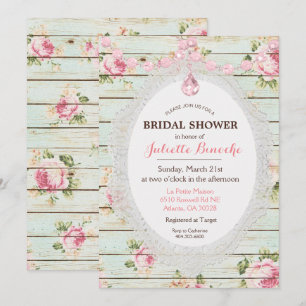 Chic Chic Floral Bois nuptiale Invitation de douch
