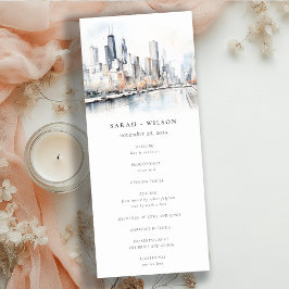 Chic Chicago, Illinois City Scape Wedding Program Einladung
