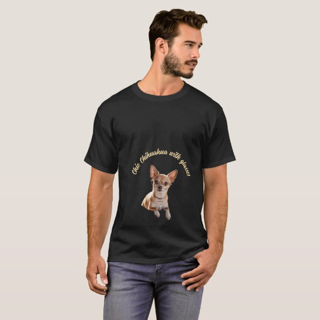 Chic Chihuahua T - Shirt mit Brille (Vorne ganz)
