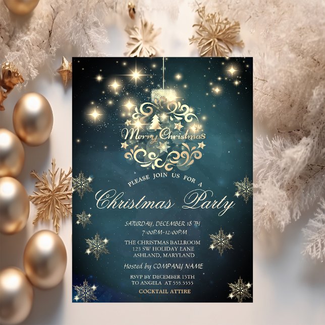 Chic Christmas Ball, Snowflakes Company Party Einladung (Von Creator hochgeladen)