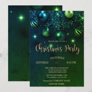 Chic Christmas Balls Green Christmas Company Party Einladung