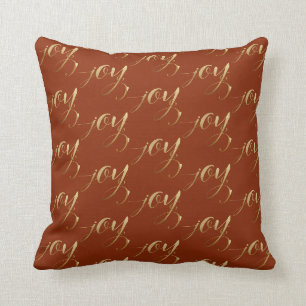 Chic Christmas Gold Terracotta Holiday Joy Pattern Kissen