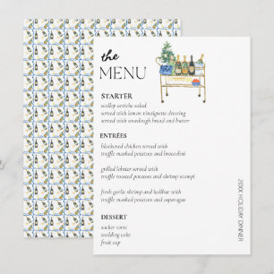 Chic Christmas Holiday Bar Panier Diner Party Menu