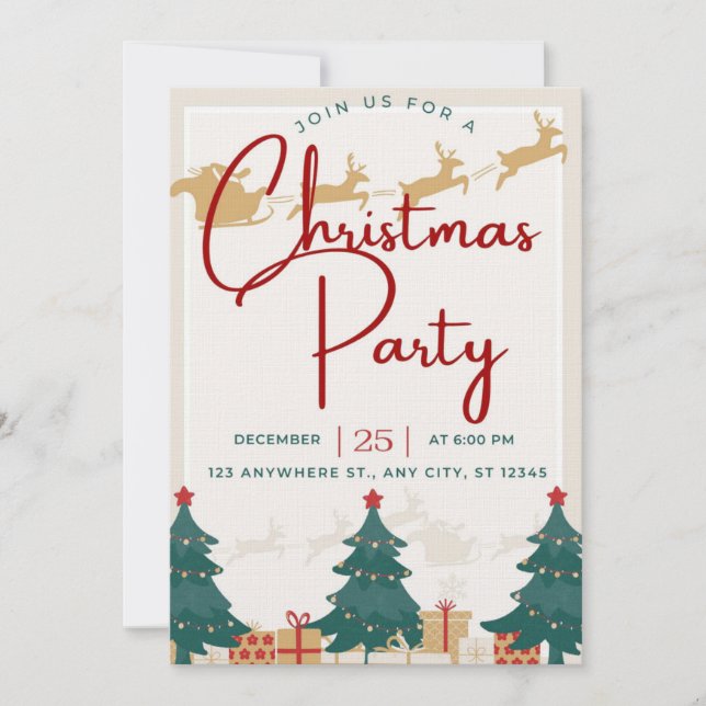 Chic Christmas Party Einladung - Festlich (Vorderseite)