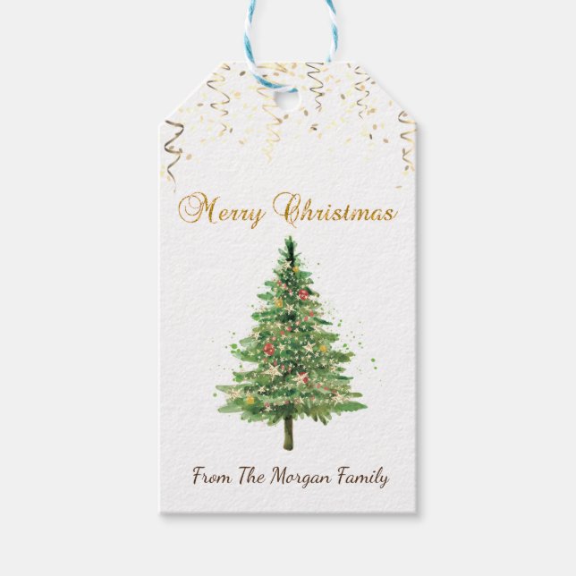 Chic Christmas Pine Tree, Confetti Geschenkanhänger (Vorderseite)