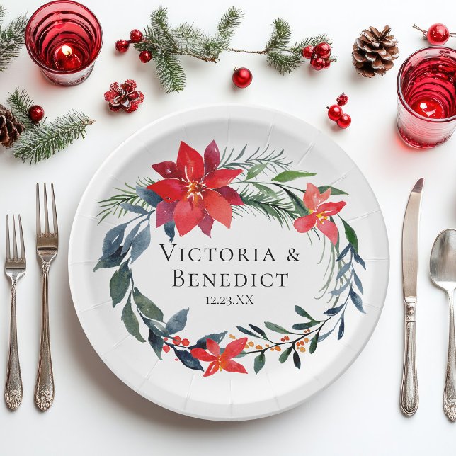 Chic Christmas Poinsettia Blumenzeremonie Pappteller (Von Creator hochgeladen)