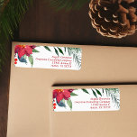 Chic Christmas Poinsettia Business Return Address<br><div class="desc">Merry Christmas in elegant red cursive script surrounded by lovely green pine needles and festive red poinsettia flowers. This gorgeous floral border is a chic touch to your corporate holiday return address label. Customize with your company or business name beside the winter botanical design.</div>