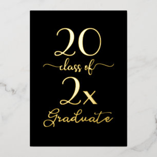 Chic Class of 2025 Graduate Black and Gold Folieneinladung