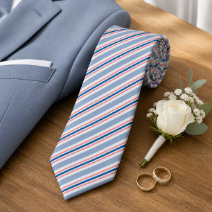 Chic Classic Blue Grau Blush Pink Streifen Muster Krawatte