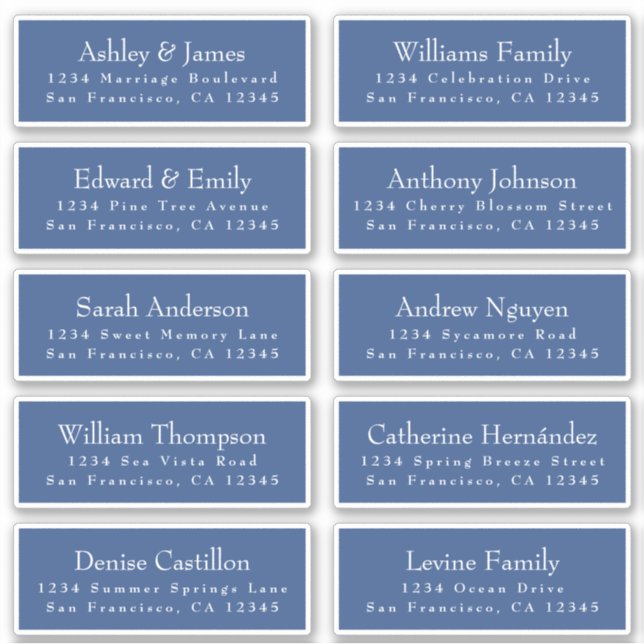 Chic Classic Blue Wedding Guest Address Labels (Vorderseite)