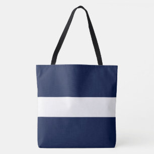 Chic Classic Breit Navy Blau Weiß Nautische Streif Tasche