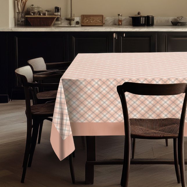 Chic Classic Coral Grey Check Nappe pour Accueil (Chic Classic Coral Grey Check Tablecloth for Home)