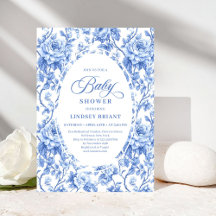 Chic Classic French Toile de Jouy Navy Baby Shower