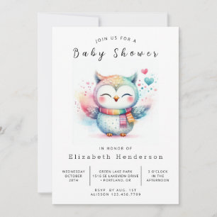Chic Classic Owl Baby Dusche Einladung