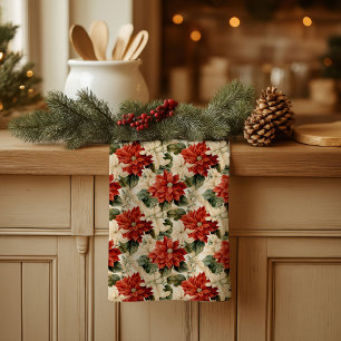 Chic Classic Rot und Weiße Weihnachtssterne Weihna Geschirrtuch