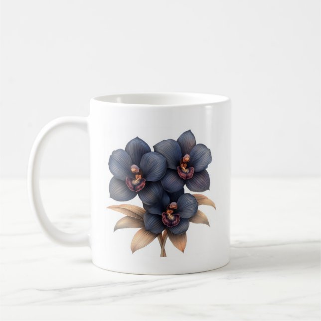 Chic classique orchidée noire tasse de café (Gauche)