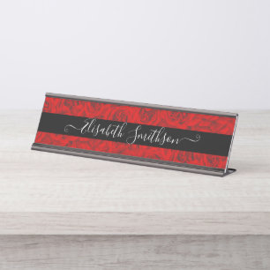 Chic Classy Elegante Custom Beruflich Floral Schreibtischnamensplakette