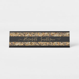 Chic Classy Elegante Custom Beruflich Floral Schreibtischnamensplakette