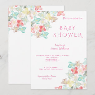 Chic Classy Floral Watercolor Babydusche Einladung