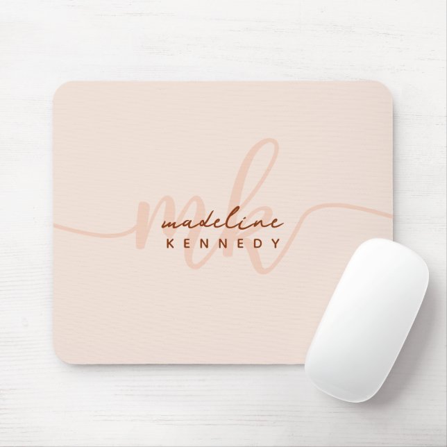 Chic Clay und Beige Moderne Monogramm Mousepad (Mit Mouse)