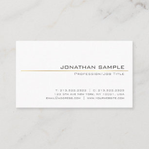 Chic Clean Gold Streifen Design Trendweiß Schlicht Visitenkarte
