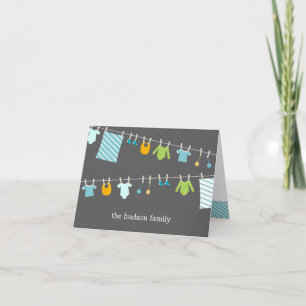 Chic Clothesline Baby Danke Card - Junge