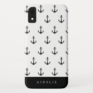 Chic Coastal Black Anchor Muster Case-Mate iPhone Hülle