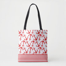 Chic Coastal Red Anchor Muster Monogram