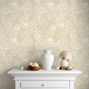 Chic Coastal under Sea Golden Coral Reef Tapete