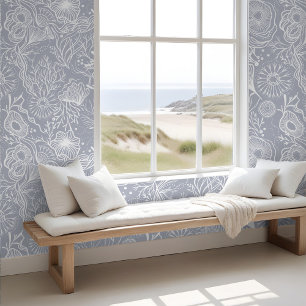 Chic Coastal Under Sea Periwinkle Coral Reef Tapete