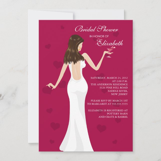 Chic Cocktail Bridal Shower Invitation Rouge (Devant)