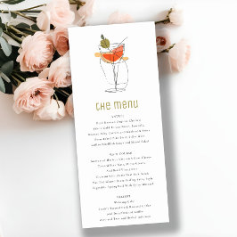Chic Cocktail Wine Line Zeichnend Menü-Karte für H Einladung