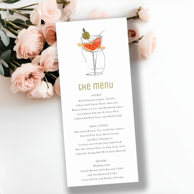 Chic Cocktail Wine Line Zeichnend Menü-Karte für H Einladung (Von Creator hochgeladen)