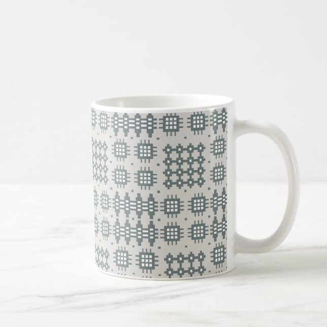 Chic Coffee Tasse: Welsh Tapestry Pattern, Grau Kaffeetasse (Rechts)