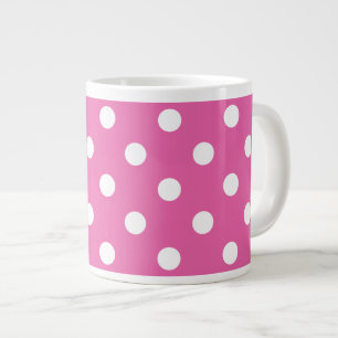 Chic Coffee Tasse: White on Deep Pink Polka Dots Jumbo-Tasse