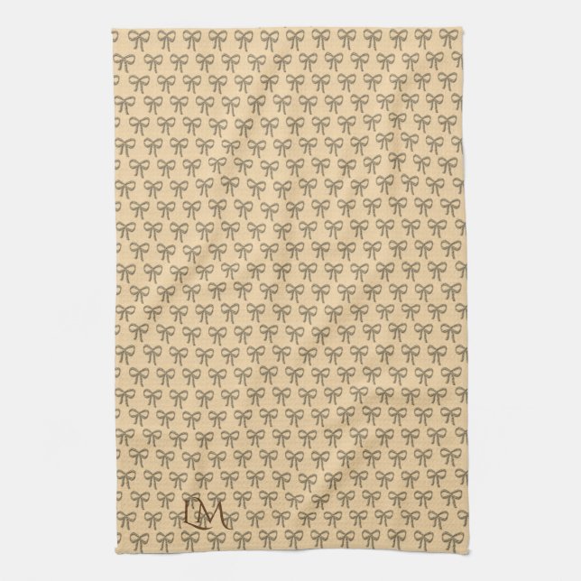 Chic Cold Bow Muster Creme Beige Geschirrtuch (Vertikal)