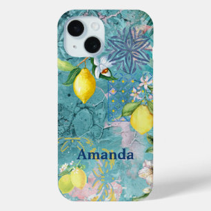 Chic Collage blau türkis sizilianisch Zitrusblüte Case-Mate iPhone Hülle