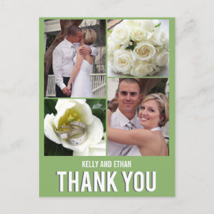 Chic Collage Wedding Danke Postcard Postkarte