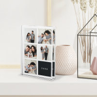 Chic Collage Year Keepake Foto Block | Holzkohle