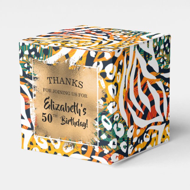 Chic Colorful Animal Print Geschenkschachtel (Vorderseite)