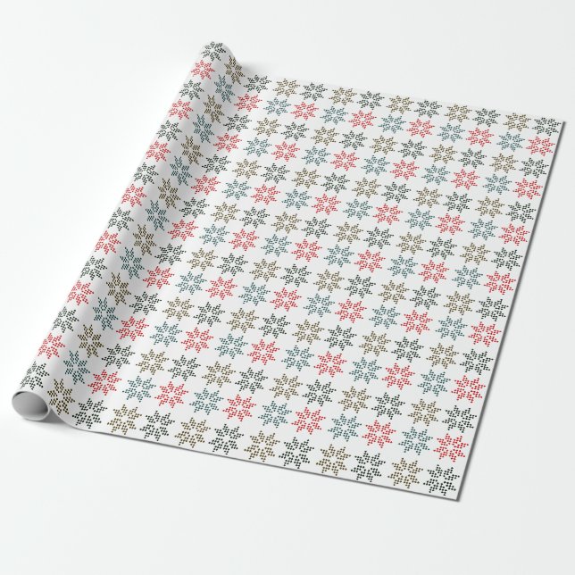 Chic Colorful Four Poinsettias Motif Geschenkpapier (Ungerollt)