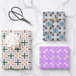 Chic Colorful Geometric Rectangle Pattern Geschenkpapier Set