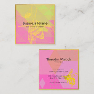 Chic Colorful Gold Bee Beruflich Quadratische Visitenkarte