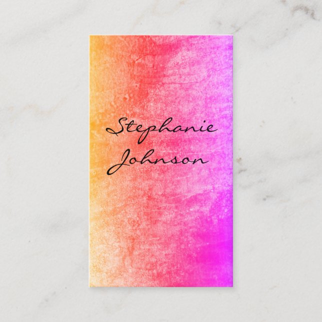 Chic Colorful Grunge Cursive Text Visitenkarte (Vorderseite)