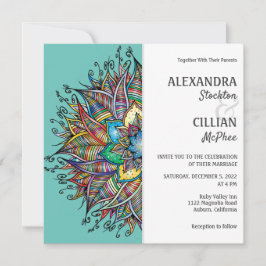 Chic Colorful Mandala Wedding Einladung