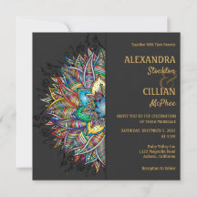 Chic Colorful Mandala Wedding Einladung
