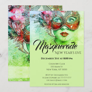 Chic Colorful Masquerade Party Einladung